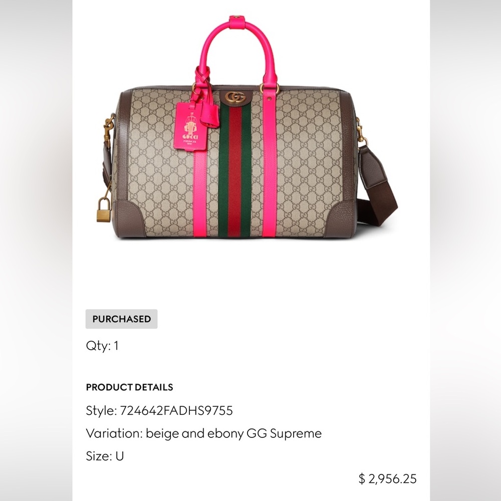 Gucci Cream and Pink Travel Bag with Monogram Print